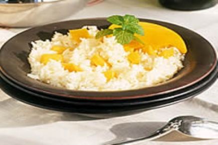Riz crémeux à la pêche