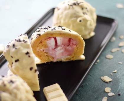 Rocher chocolat blanc et fraise