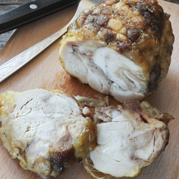 Rôti de chapon aux morilles et à la crème
