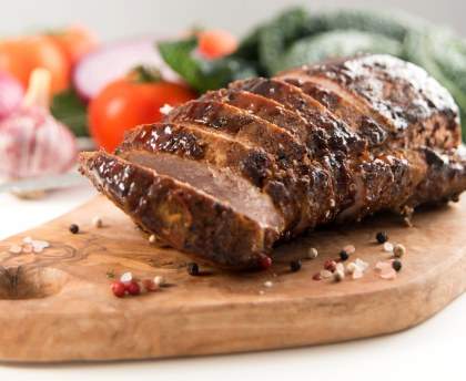 Rôti de porc caramélisé aux échalotes
