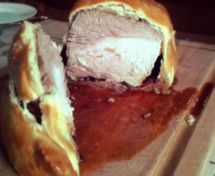 Rôti de porc en croûte au jambon sec