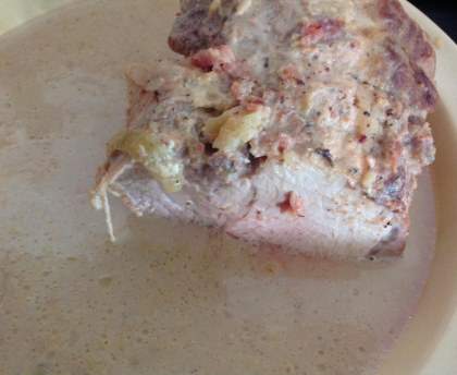 Rôti de porc et lardons au lait