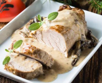 Rôti de veau en cocotte aux champignons