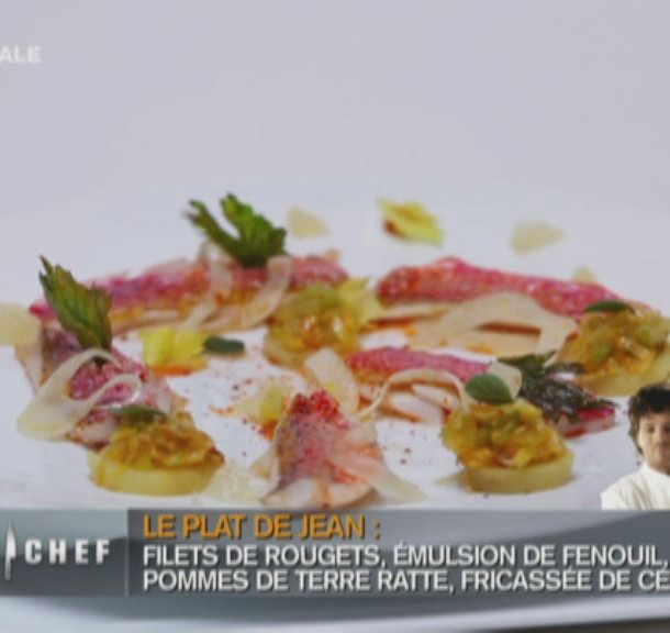 Rouget à la pulpe de fenouil et pommes de terre farcies