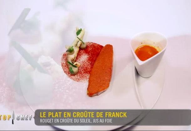 Rouget en croûte du soleil, jus au foie