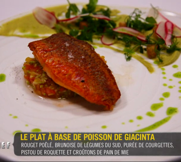 Rouget et purée de courgette sauce vergeoise