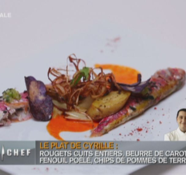 Rouget méditerranéen cuit au four, beurre carotte, marjolaine et fenouil braisé