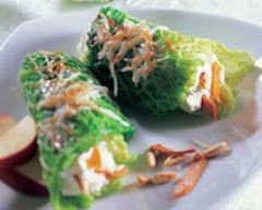 Roulades de chou au petit chèvre et au miel