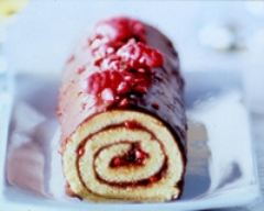 Roulé au chocolat et aux pralines roses