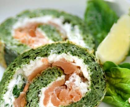 Roulé au saumon et épinards