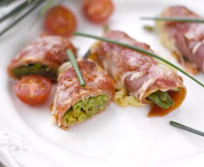 Roulé de jambon aux haricots verts