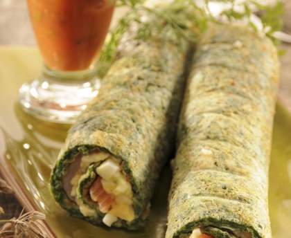 Roulé d'épinards au saumon fumé