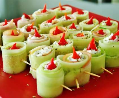 Roulés de concombre à la dinde et au cream cheese