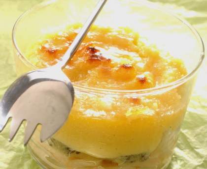 Sabayon aux poires et kiwis gratiné