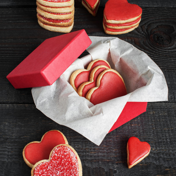 sablés de Saint-Valentin chocolat framboises