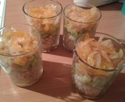 Salade de blé, haddock fumé et concombre