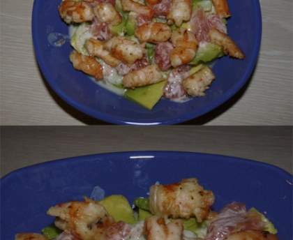 Salade de crevette, avocat et pamplemousse