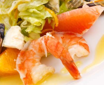 Salade de crevettes sauce à l'orange