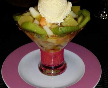Salade de fruits glace vanille