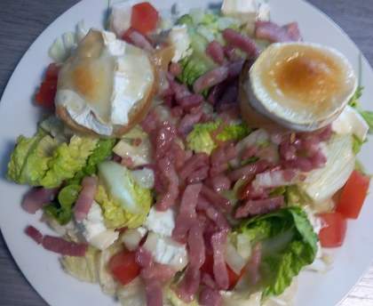 salade de lardons et chèvre au miel