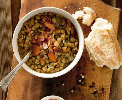 Salade de lentilles froide aux lardons