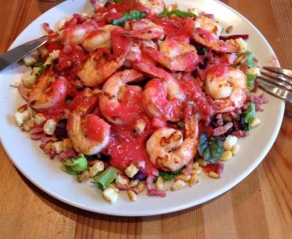 Salade de scampis aux lardons