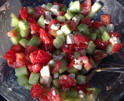 Salade de tomates concombres à la feta
