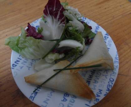 Samoussa saumon fumé, avocat et pomme granny