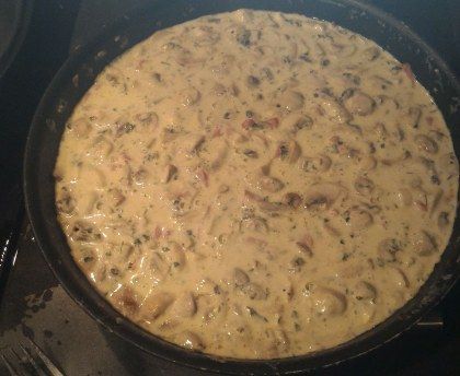 Sauce aux champignons de Paris et lardons