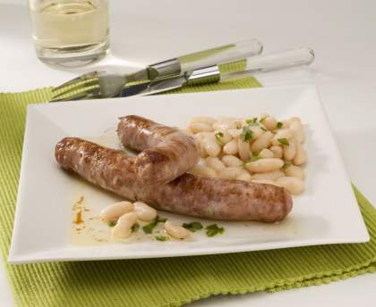 Saucisse de Toulouse aux haricots blancs fondants