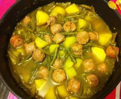Saucisse de Toulouse aux haricots verts