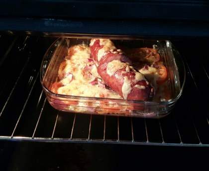 Saucisse morteau gratinée à la tomate
