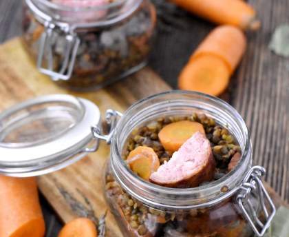 Saucisses aux lentilles 