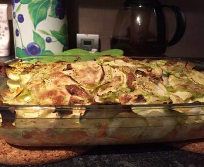 Saumon au four sur légumes râpés