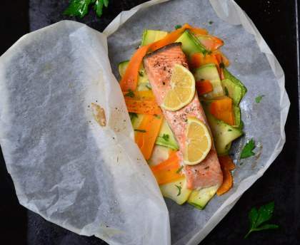Saumon en Papillotes aux petits légumes
