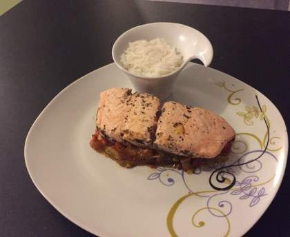Saumon vapeur mariné aux herbes