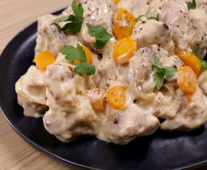 Sauté de porc à la crème de moutarde