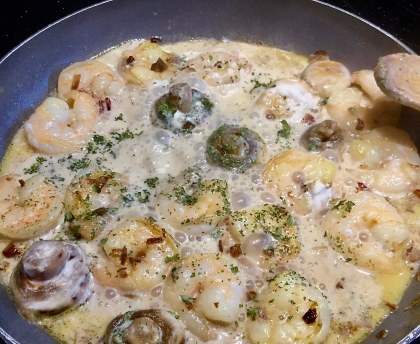 Scampis aux fines herbes et Noilly
