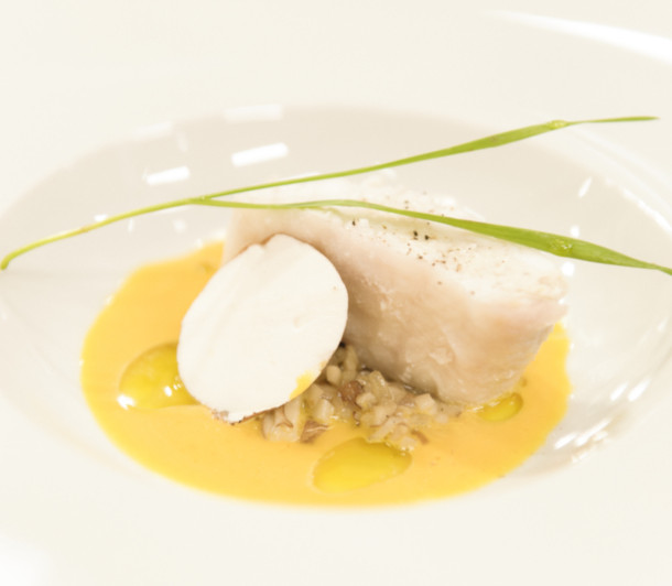 Sole champignons émulsion carottes gingembre et sauce carottes huile d’olive