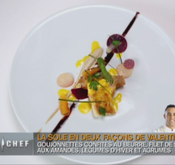 Sole en deux façons, beurre de potimarron, légumes d'hiver et agrumes