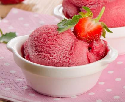 sorbet à la fraise sans sorbetière