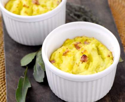 Soufflé pomme de terre jambon gratiné