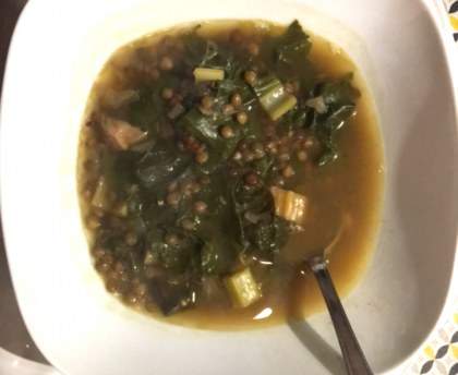 Soupe de blettes aux lentilles