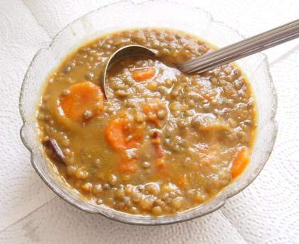Soupe de lentilles vertes au lard
