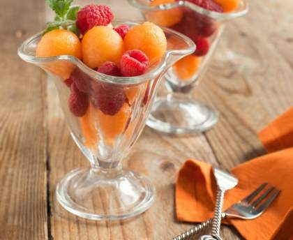 Soupe de melon aux framboises