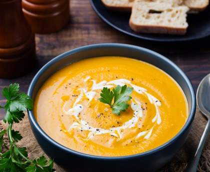 Soupe potiron-poivron au curry