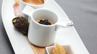Souvenirs d’Italie : Crème de marron à la mûre, Riz soufflé au chocolat et Madeleine au caramel beurre salé