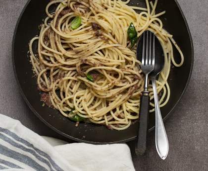 Spaghetti à la tapenade