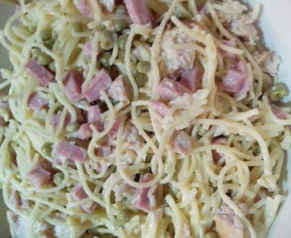Spaghetti petits-pois jambon