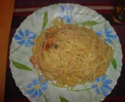 Spaghettis au saumon fumé facile